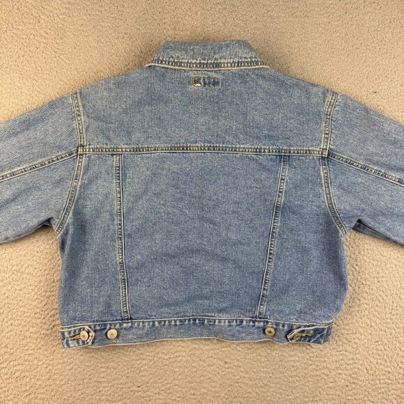 Vtg 80s Esprit Jean Denim Trucker Jacket Large Cropped Retro Indie Grunge Casual - Picture 5 of 8